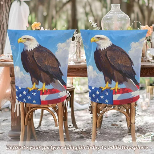 Miniatura 6 de 4th of July Independence Day Brown Bird Decorative Chair Protectors Covers for Family Gatherings Removable Office Seat Cover forro para sillas