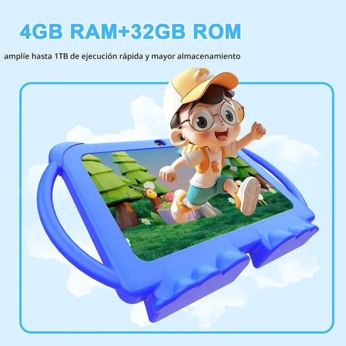 Miniatura 5 de HOTTABLET Tableta para niños de 7 pulgadas, Android 12, 4 GB de RAM, 32 GB de ROM, expansión de 512 GB, con control parental, WiFi, Bluetooth