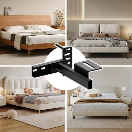 Miniatura 7 de Soportes ajustables para cabecero – Soportes de montaje en pared de metal para cabecero con kit de extensión de estribo para cama individual