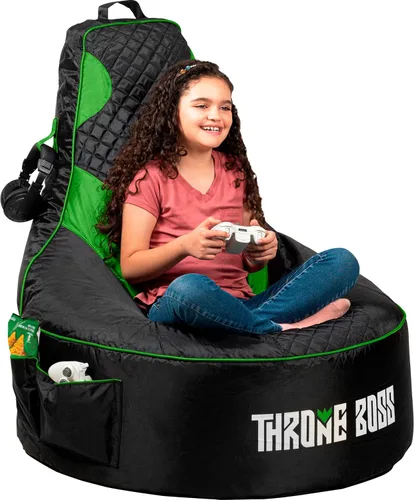 Miniatura 15 de Throne Boss Funda de Silla Puf Gamer para Niños con Respaldo Alto, Azul – Funda de Silla Gamer de Piso, Tela Fácil de Limpiar, Bolsillos Laterales