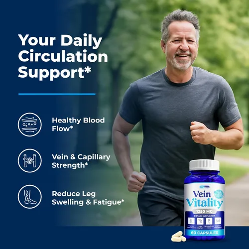 Miniatura 3 de We Like Vitamins Vein Vitality 1250mg Complejo de diosmina Hesperidina para tratamiento de venas varicosas, castaño de indias, escoba de carnicero