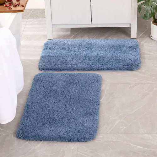 Miniatura 78 de MIULEE Juego de 2 alfombras de baño antideslizantes peludas extra gruesas y suaves, alfombrillas de baño de microfibra suave absorbente de agua