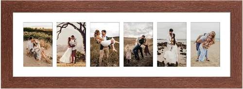 Miniatura 858 de Marcos de Fotos Collage de 13.5X15.5 con 7 Aberturas para Fotos de 4X6, Marco de Fotos Múltiples con Paspartú para Decoración de Pared, Grano