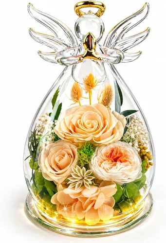 Miniatura 9 de Regalo de graduación de rosa morada para ella, regalos de cumpleaños para mujeres, rosa para siempre en flores frescas de vidrio, regalos de figura