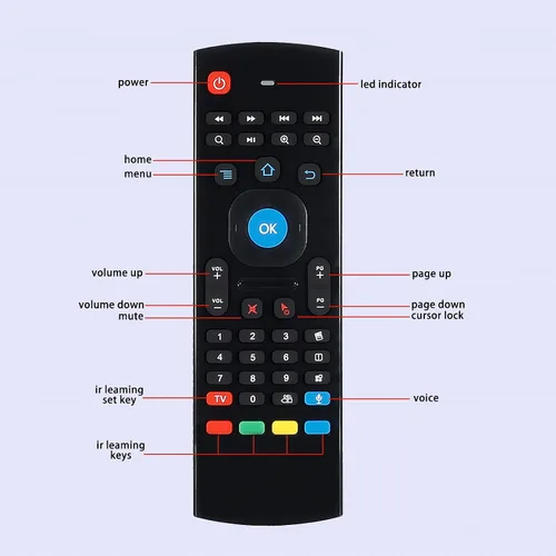 Miniatura 6 de MX3 Air Mouse Control remoto por voz, 2.4G multifuncional Mini teclado inalámbrico Air Mouse remoto para Android Smart TV Box, 3-Gyro y Gsensor