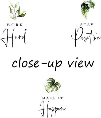 Miniatura 7 de Arte de pared inspirador de 3 piezas, imagen de refranes de plantas blancas, citas de trabajo y estadía, impresiones en lienzo para decoración