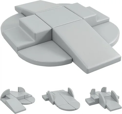 Miniatura 8 de TODIBY Juego de 9 bloques de espuma para trepar: cuero PU suave - Bloques de actividad para gatear y trepar para bebés - Equipo de gimnasio