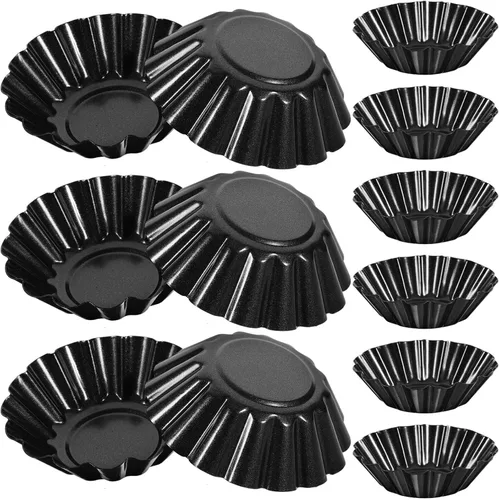 Hemoton 12 moldes antiadherentes de 2.95 pulgadas para tartaletas, tazas reutilizables para tartaletas de huevo, cupcakes, postres, cocina