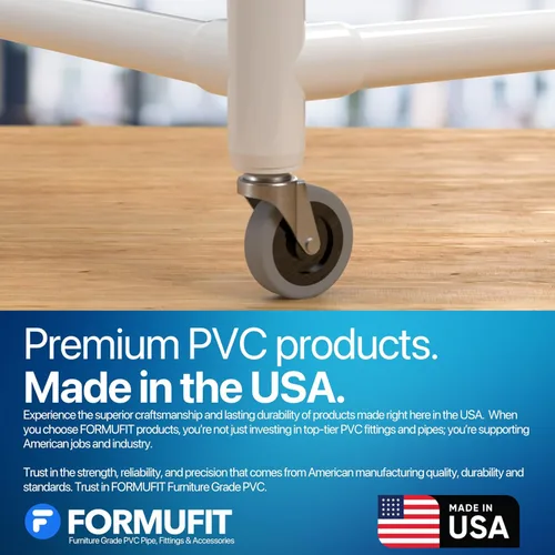 Miniatura 8 de FORMUFIT Adaptador de montaje de PVC con ruedas de 1-1/4 pulgadas, grado de muebles, blanco, fabricado en Estados Unidos, resistente a los rayos UV