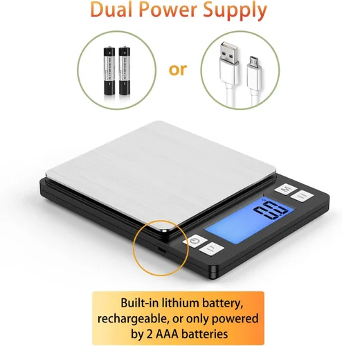 Miniatura 3 de BOMATA Báscula de cocina digital mejorada, 0.1 g/0.001 oz de alta precisión, 3000 g/6.6 lb, con nueva función de retención y pantalla más grande