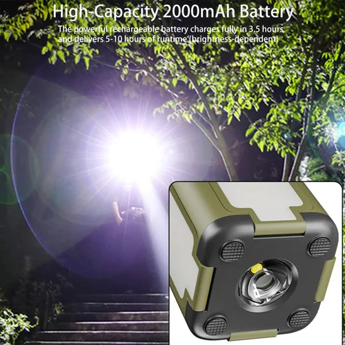 Miniatura 4 de Linterna solar LED para camping, portátil, IPX4, impermeable, recargable, con carga solar de 2000 mAh e indicador de potencia LED, linterna con 6