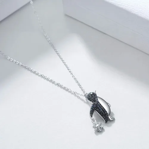 Miniatura 3 de YAFEINI Penguin Dog Gifts Sterling Silver Penguin Snowflake Necklace Heart Dog Pendant Jewelry for Women Girls Christmas Gifts