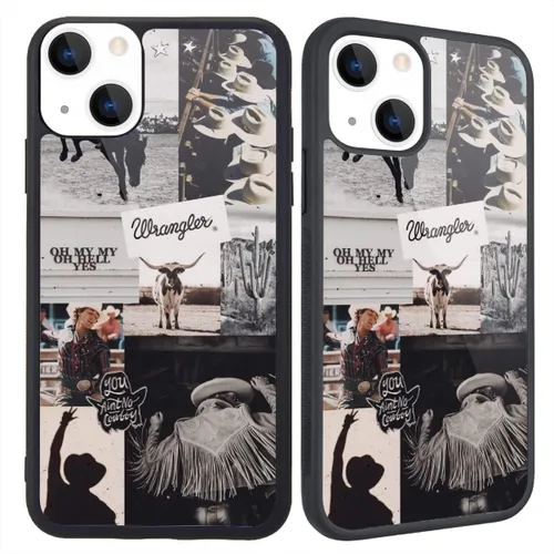 Miniatura 27 de Funda compatible con iPhone 13 para niños y mujeres, diseño divertido de cara, parte trasera dura con negro, divertido y lindo patrón de arte