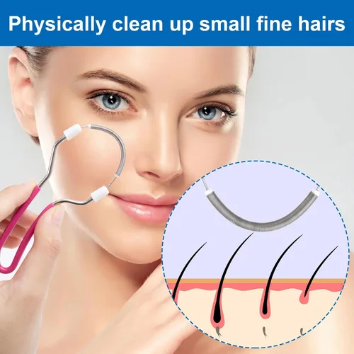 Miniatura 6 de 2 unidades de removedor de vello facial manual, depiladora de resorte facial de acero inoxidable con asa, herramienta de eliminación de vello facial