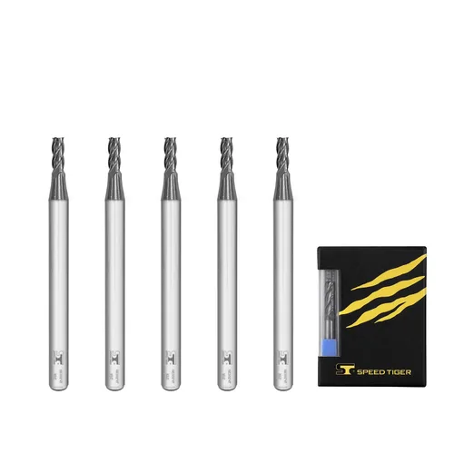 Miniatura 16 de SPEED TIGER Fresa de extremo cuadrado de carburo micrograno - 4 ranuras - ISE7/64 4T (5 piezas, 7/64") - para fresado de aleaciones de acero, acero