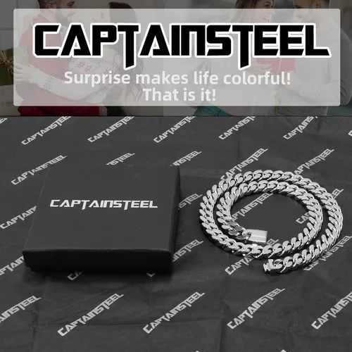Miniatura 6 de CaptainSteeL Miami - Collar de cadena cubana para hombresmujeres, acero inoxidable 316L, 50.354 in de ancho, 18202224 pulgadas de largo, joyería