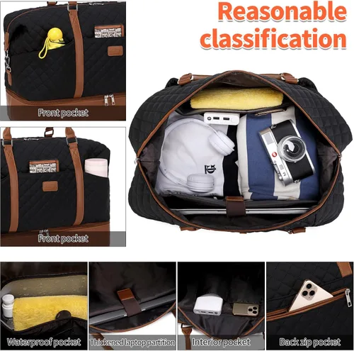 Miniatura 3 de Bolsas de fin de semana para mujer con bolsas de artículos de tocador, bolsas grandes para pasar la noche, bolsa de viaje de mano en el hombro