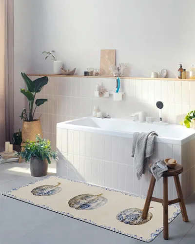 Miniatura 4 de Tapete de baño tradicional de calabazas para bañera, antideslizante, de secado rápido y absorbente, tierra de diatomeas, para ducha, fregadero