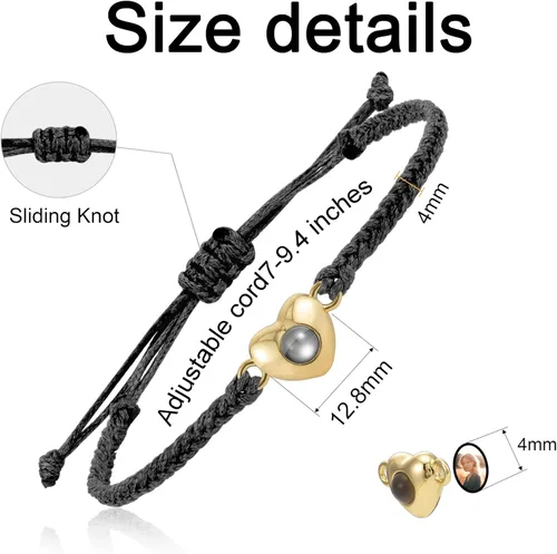 Miniatura 5 de EMIRISTIC Pulsera italiana grabable con foto Pulseras personalizadas para pareja para él y ella con imagen oculta, recuerdo conmemorativo ajustable