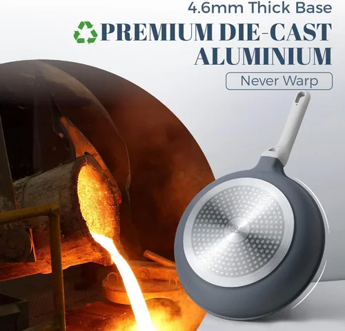 Miniatura 6 de PRICUSIS Sartén antiadherente de cerámica con tapa (3.2 qt, 10 pulgadas), sartén de freír profunda libre de toxinas, sartén antiadherente versátil