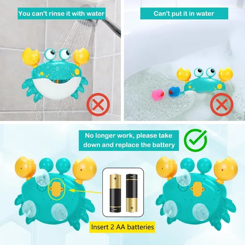 Miniatura 6 de Juguetes de baño para bebés en forma de cangrejo, máquina de burbujas de baño en forma de cangrejo, juguete de baño automático que sopla burbujas
