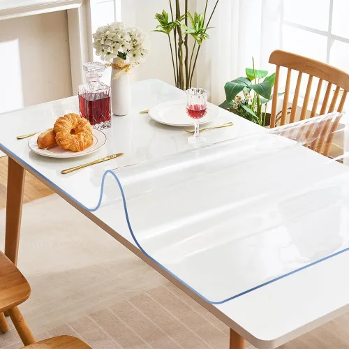 Miniatura 5 de Protector de escritorio de 19 x 60 pulgadas de vinilo transparente PVC para oficina, protector de mesa de escritura, tapete de plástico