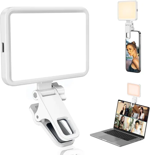 Miniatura 10 de Luz de Selfie Suave Recargable para Teléfono, Cámara, Portátil, Luz LED Portátil de Batería 4-14H para Fotos, Clip de Luz de Teléfono para Selfie