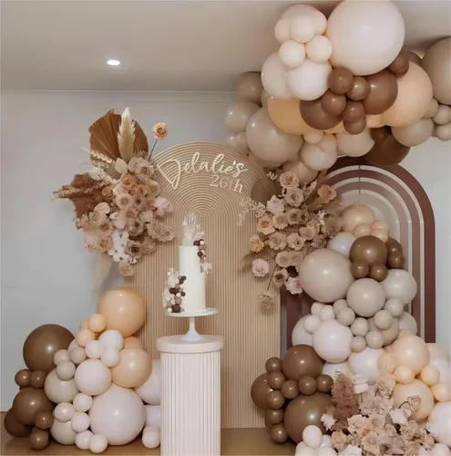Miniatura 6 de Paquete de 150 globos de color blanco arena de diferentes tamaños, 18, 12, 10, 5 pulgadas, kit de arco de guirnalda de globos de fiesta de Sand White