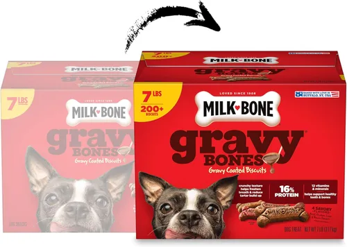 Miniatura 2 de Milk-Bone Gravy Bones - Golosinas para perros con 4 sabrosos sabores de carne recubiertos en salsa, 7 libras