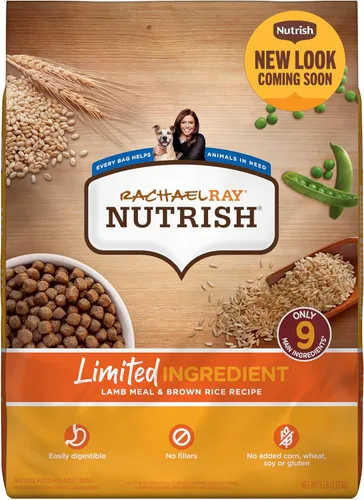 Rachael Ray Nutrish Dieta de Ingredientes Limitados Receta de Harina de Cordero y Arroz Integral, 6 Libras (El Diseño del Empaque Puede Variar)