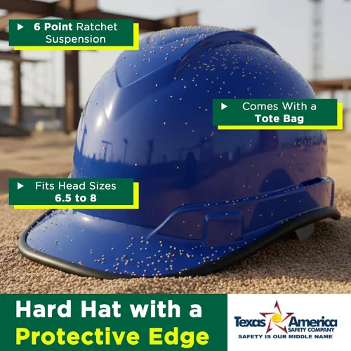 Miniatura 3 de Texas America Safety Company Cap Style Deluxe Ridgeline - Kit de casco duro con suspensión de trinquete de 6 puntos y bordes de seguridad y bolsa