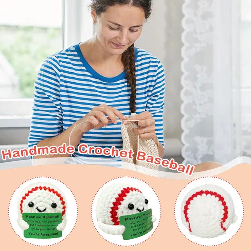 Miniatura 6 de Divertido mini regalo de béisbol de ganchillo para los amantes del béisbol, regalos de cumpleaños para hombres, mujeres, jugadores de béisbol, apoyo
