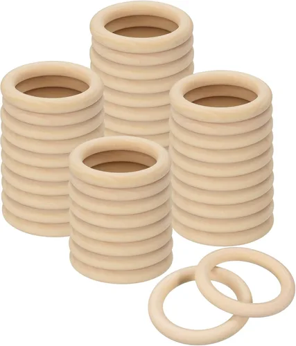 Miniatura 12 de uxcell 50 anillos de madera natural de 0.787 in (0.8 pulgadas), círculos de madera lisa sin terminar de 0.197 in de grosor para manualidades, tejer