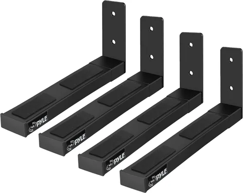 Miniatura 9 de Pyle Soportes ajustables de montaje en pared para altavoces, paquete de 2 brazos extensibles de acero para canal central, altavoces pequeños