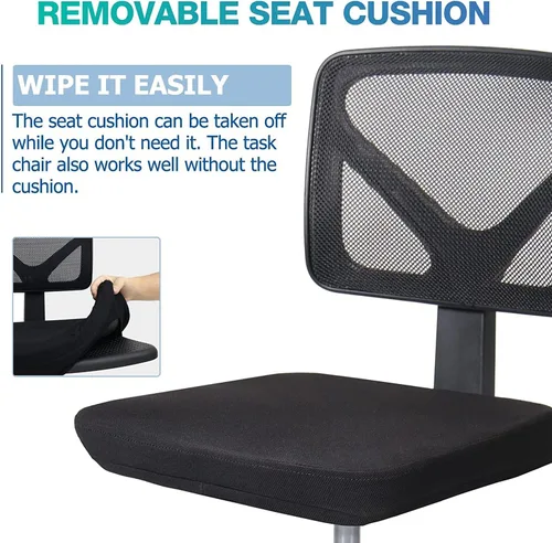 Miniatura 7 de AFO Silla de oficina en casa, silla de escritorio ergonómica, silla de computadora pequeña, ergonómica, ajustable, sin brazos, pequeña silla