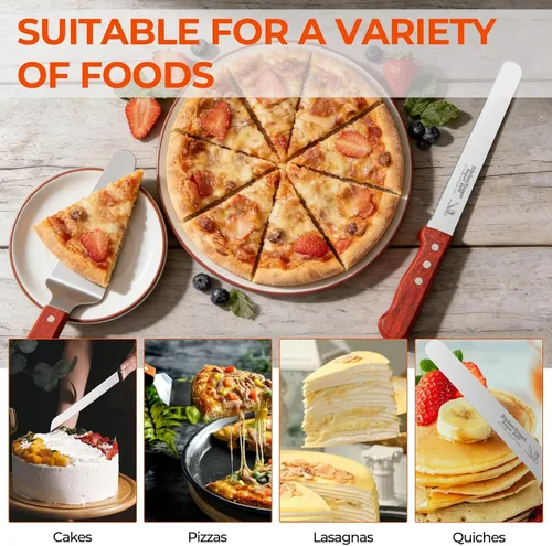 Miniatura 5 de Juego de 4 piezas para cortar pasteles para boda, con 2 cuchillos y 2 servidores, mango de madera y cortador de pastel de acero inoxidable