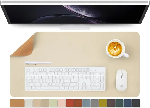Miniatura 11 de Tapete de escritorio grande de corcho natural y cuero, tapete de escritorio ecológico, protector de escritorio de doble cara, tapete de teclado Café