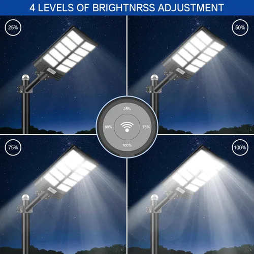 Miniatura 6 de Farola solar de 8000 W, luz solar de calle para exteriores de altos lúmenes, luces solares de estacionamiento de 6500 K, luces solares con sensor