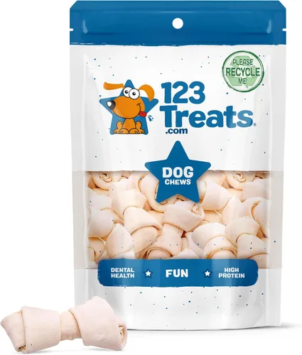 Miniatura 10 de 123 Treats Huesos masticables de cuero crudo para perros de 3-4 pulgadas (50 unidades) Huesos de perro de cuero crudo de alta calidad Ganado