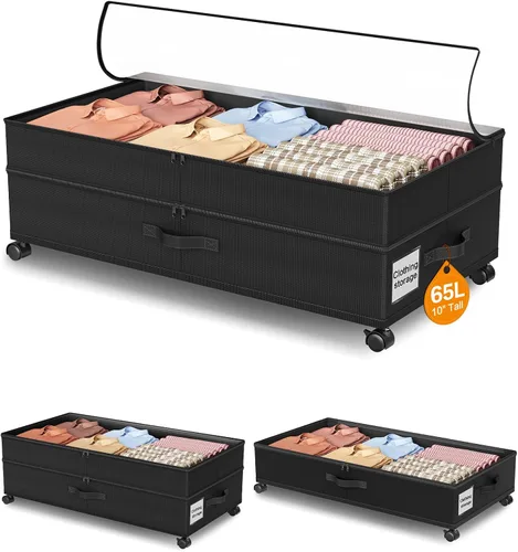Almacenamiento debajo de la cama con ruedas, 1 organizador de almacenamiento de zapatos debajo de la cama, almacenamiento ajustable de 7.5 a 10.6
