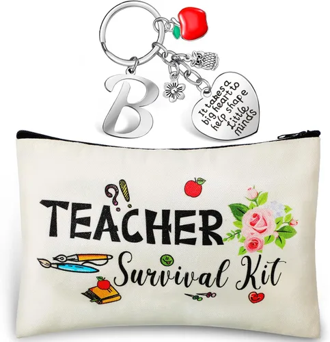 Miniatura 11 de Juego de regalo de agradecimiento al profesor, kit de supervivencia para profesores, llavero con inicial, regalos para profesores de graduación