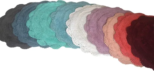 Miniatura 8 de Chardin home Alfombra de baño de ganchillo lavanda, 100% algodón redondo con borde de ganchillo artesanal hecho a mano, 24 pulgadas de diámetro