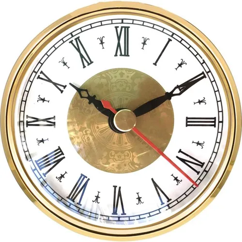 Miniatura 8 de HILLHOME Mini reloj de cuarzo redondo de 4.3 pulgadas (4.331 in), movimiento de ajuste, reloj en miniatura, esfera dorada, bisel en tono dorado