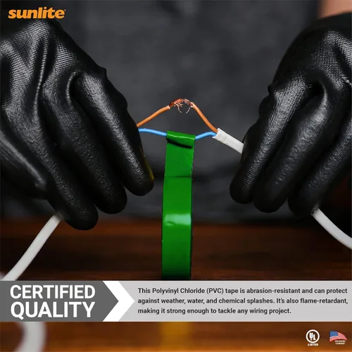 Miniatura 5 de Sunlite 41412-SU - Paquete de 10 cintas eléctricas de PVC, 60 pies x 0.75 pulgadas, para empalme, protección y aislamiento de cables, resistente a