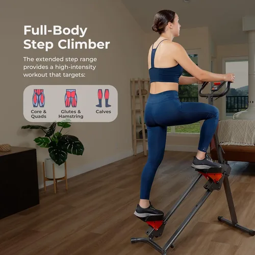 Miniatura 2 de Sunny Health & Fitness Stair Stepper & Climber Exercise Equipment for Home Workout, Compact Cardio Training Machine Rojo