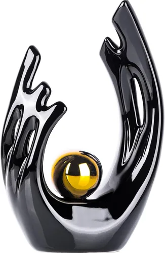 XMGZQ Estatuas y esculturas de cerámica abstracta, estatuas de cerámica de arte negro y dorado, decoración moderna para el hogar, sala de estar,