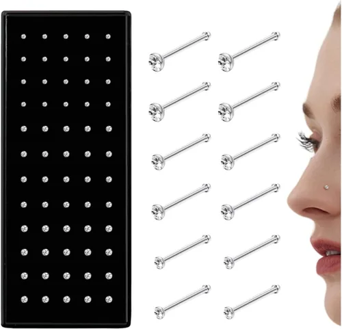 Miniatura 13 de Thunaraz Pernos Recto en Forma de L de Acero Inoxidable para la Nariz, Joyería para el Cuerpo, 20G-22G, 1.5mm, 2mm, 2.5mm