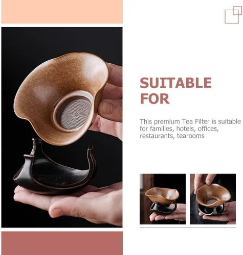 Miniatura 7 de UPKOCH Filtro de té de cerámica Filtro de té de porcelana Infusor de té de hojas sueltas para ceremonia de Gongfu Kungfu con compacto tamaño de 2.34