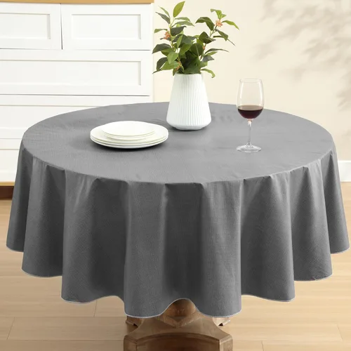Miniatura 34 de Lintex Cafe Hotel - Mantel de vinilo con aspecto de lino respaldado con franela, calibre pesado 4, cuadrado de 52 x 52 pulgadas, color borgoña