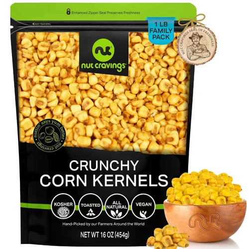 Miniatura 15 de NUT CRAVINGS - Granos de maíz crujientes tostados - Sabor a barbacoa asado y salado (8 oz - 1 paquete) empacado fresco en bolsa resellable